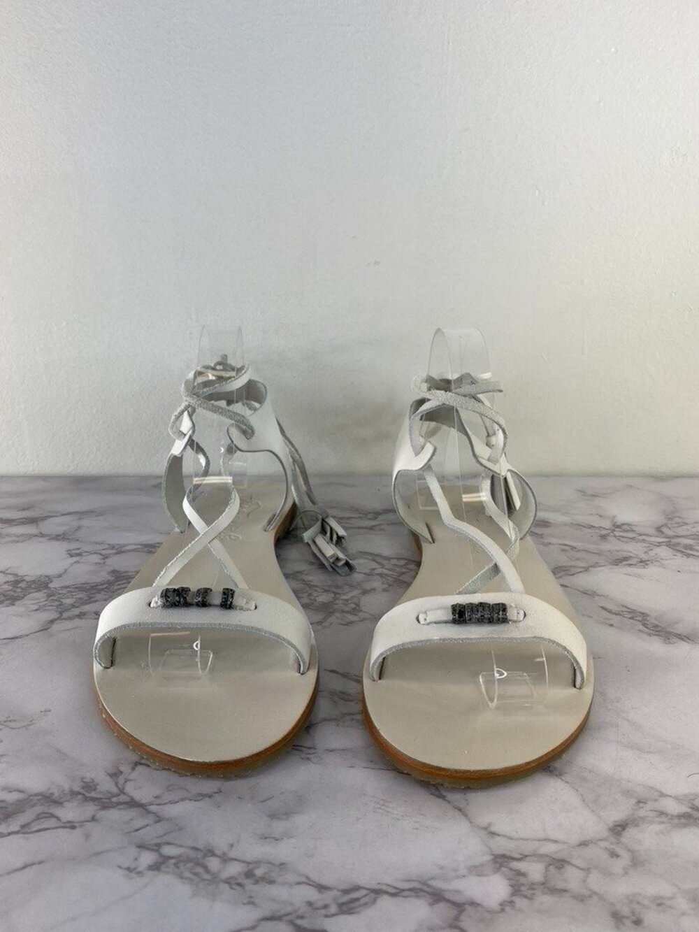 Free People Women's Bryn Marr Wrap Sandal in Bone Size 10 - Picture 2 of 9